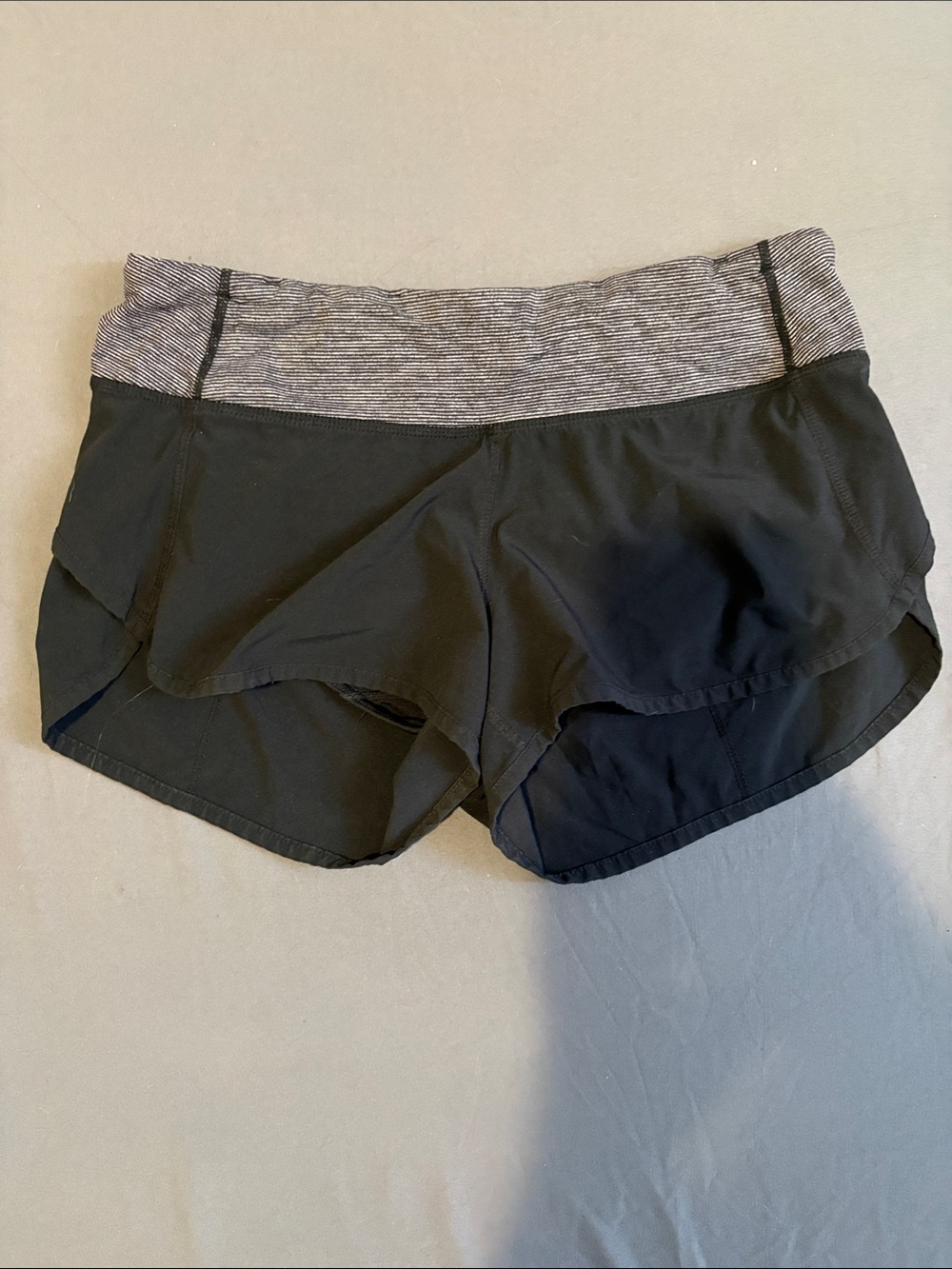 Lululemon Black Running Shorts with Heathered Gray Waistband